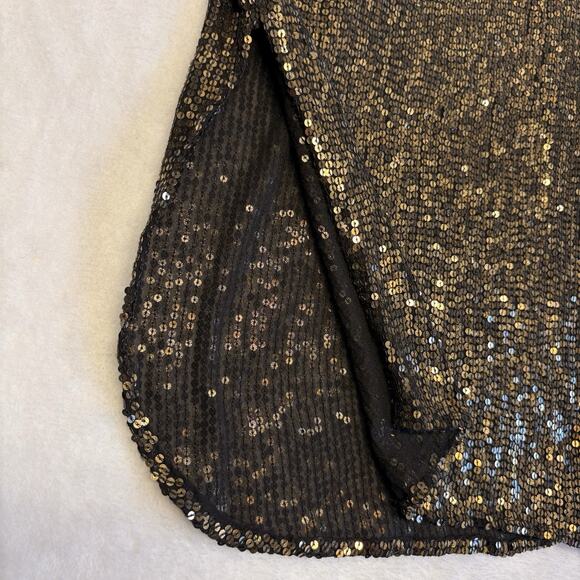 Zara Limited Edition Metallic Gold Sequin Beaded Button Up Blouse Womens Size M - Picture 5 of 15